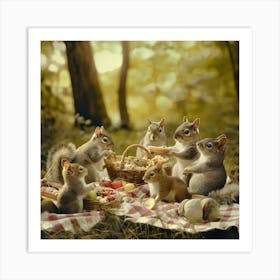 Squirrels Picnic Art Print