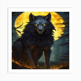 Wolf In The Moonlight 1 Art Print