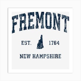 Fremont New Hampshire Nh Vintage Athletic Navy Sports Design Art Print