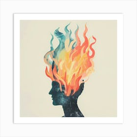 Depression Stress Burn-Out Hand Drawn Pastel Minimalist Illustration 2 Art Print