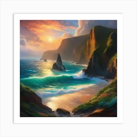 Sunset On The Coast Art Print