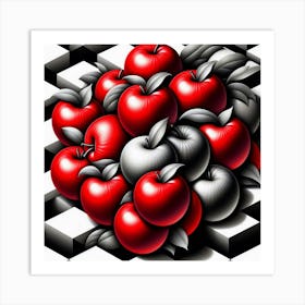 Apples On A Checkerboard Art Print