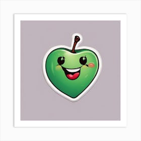 A Happy Cherry With A Smiling Face And A Heart Sticker Art Print