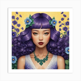 Purple Haired Girl Art Print