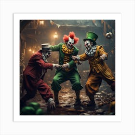 Clowns In The Dark 1 Art Print