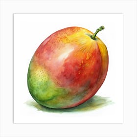 Watercolor Painting Of A Whole Mango Art Print