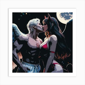 Kiss Demon And Angel Art Print