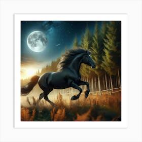 Black horse Art Print