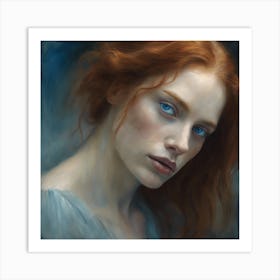 Woman With Blue Eyes Art Print