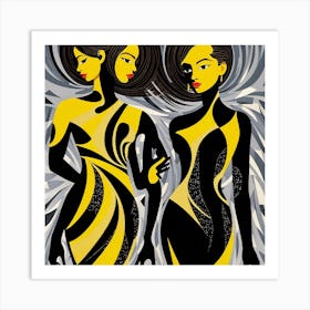 Two Women In Yellow Dresses Art Print