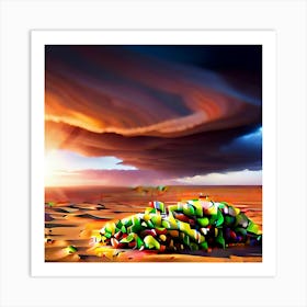 Broken tacos in the desert  Art Print