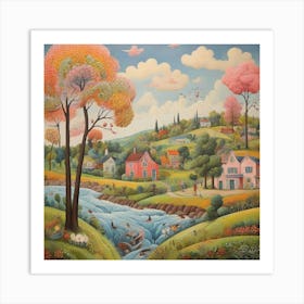 Naive art, Landscape Art Print