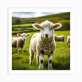 Nature Wool Farm Animal Herd Countryside Grass Sheep Mammal Green Landscape Farming Meado Art Print