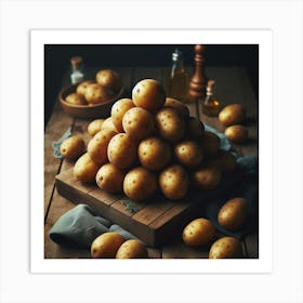 Potatoes On A Wooden Table Art Print