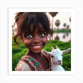 Little Girl With Goat Art Print