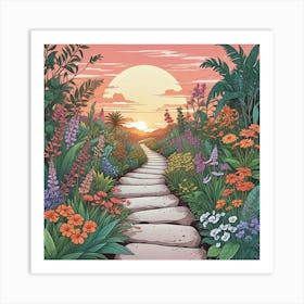 Into The Garden Ai Art Wall Art Design Illustration (9) Art Print