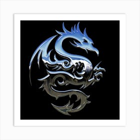 Dragon On Black Background Art Print