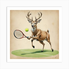 Deer Tennis 2 Art Print