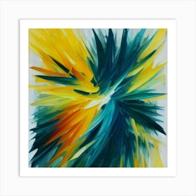 Gorgeous, distinctive yellow, green and blue abstract artwork 13 Art Print