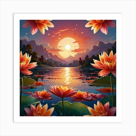 Lotus Flower Painting Art Print