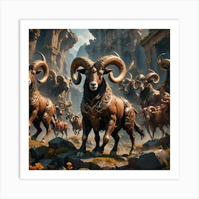 Herd Of Rams Art Print