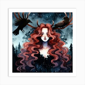 Witchy Woman | Crows Art Print