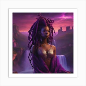 Black Woman With Purple Hair Art Print