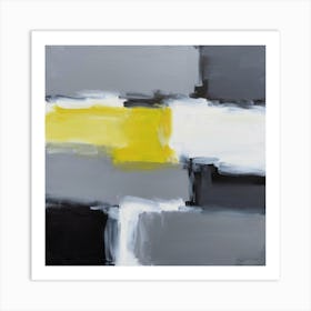 Black Yellow And Grey Abstract Painting Paintin (1) Art Print