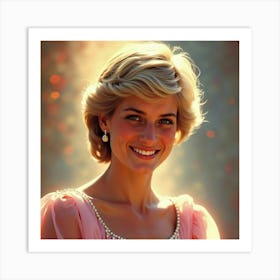 Beautiful Princess Diana, Glowing Smile, Against A Soft Colorful Backdrop 1 Art Print