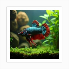 Betta Fish In Decorated Aquarium 1 Art Print