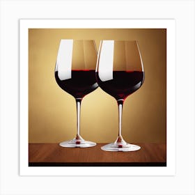 Two Red Wine Glasses Art Print