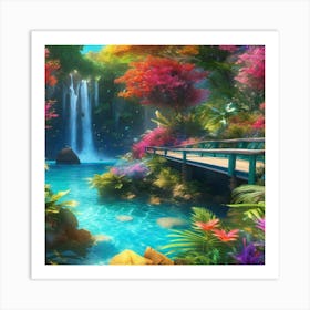 Waterfall In The Forest 37 Art Print