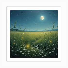 Moonlight In The Meadow 5 Art Print