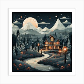 Csgboss Design A Vector Modern Christmas Illustrationwith Cozy Art Print