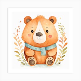 Floral Teddy Bear Nursery Illustration (3) Art Print