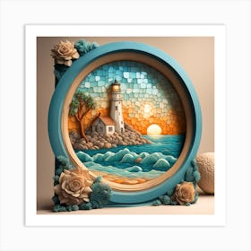 Mosaic Lighthouse Art Print