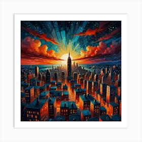 New York City Sunset Art Print