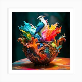 Firefly Baroque, Colorful, Paint, Pot, Infinite, Bright, Colors, Flow, Iridescent, Bird, Magic, Eyes (9) Art Print