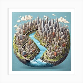 3d Cityscape Art Print