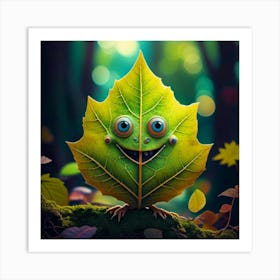 Firefly Quirky Leaf Creature In A Vibrant Fantasy 21396 (2) Art Print