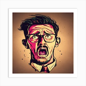 Angry Man With Glasses Art Print
