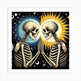 Skeletons in Love Art Print