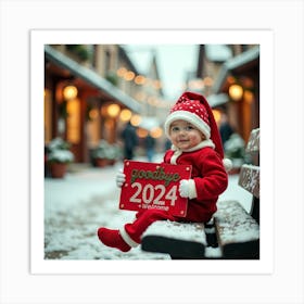 Baby In Santa Claus Art Print