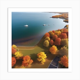 Aerial View Of Fall Foliage Art Print