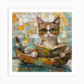 Cat In A Boat Art Print