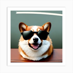 Corgi Wearing Sunglasses 1 Art Print