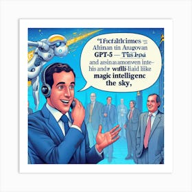 Man Talking To A Robot Art Print