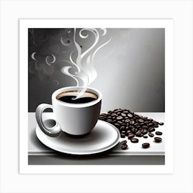 Coffee Cup With Coffee Beans 7 Art Print