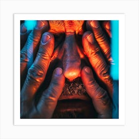 Man With His Hands On His Face Art Print