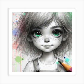 Little Girl With Green Eyes Art Print